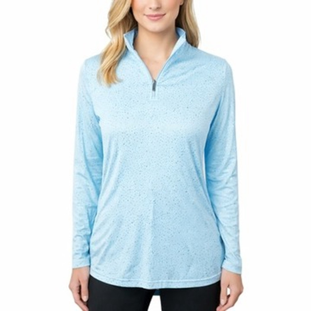San Soleil 1/4 Zip Golf Pullover Top Blue sparkle Vented sun protection Size XS